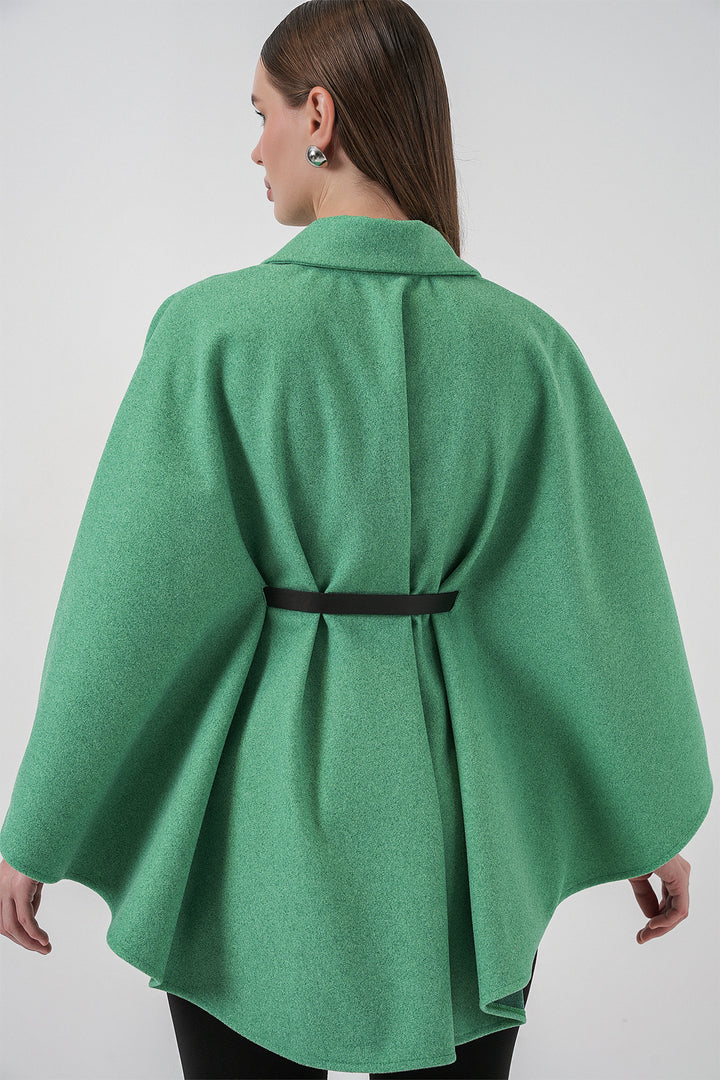 Bigdart Poncho en laine avec ceinture pour femme 9170 - Vert