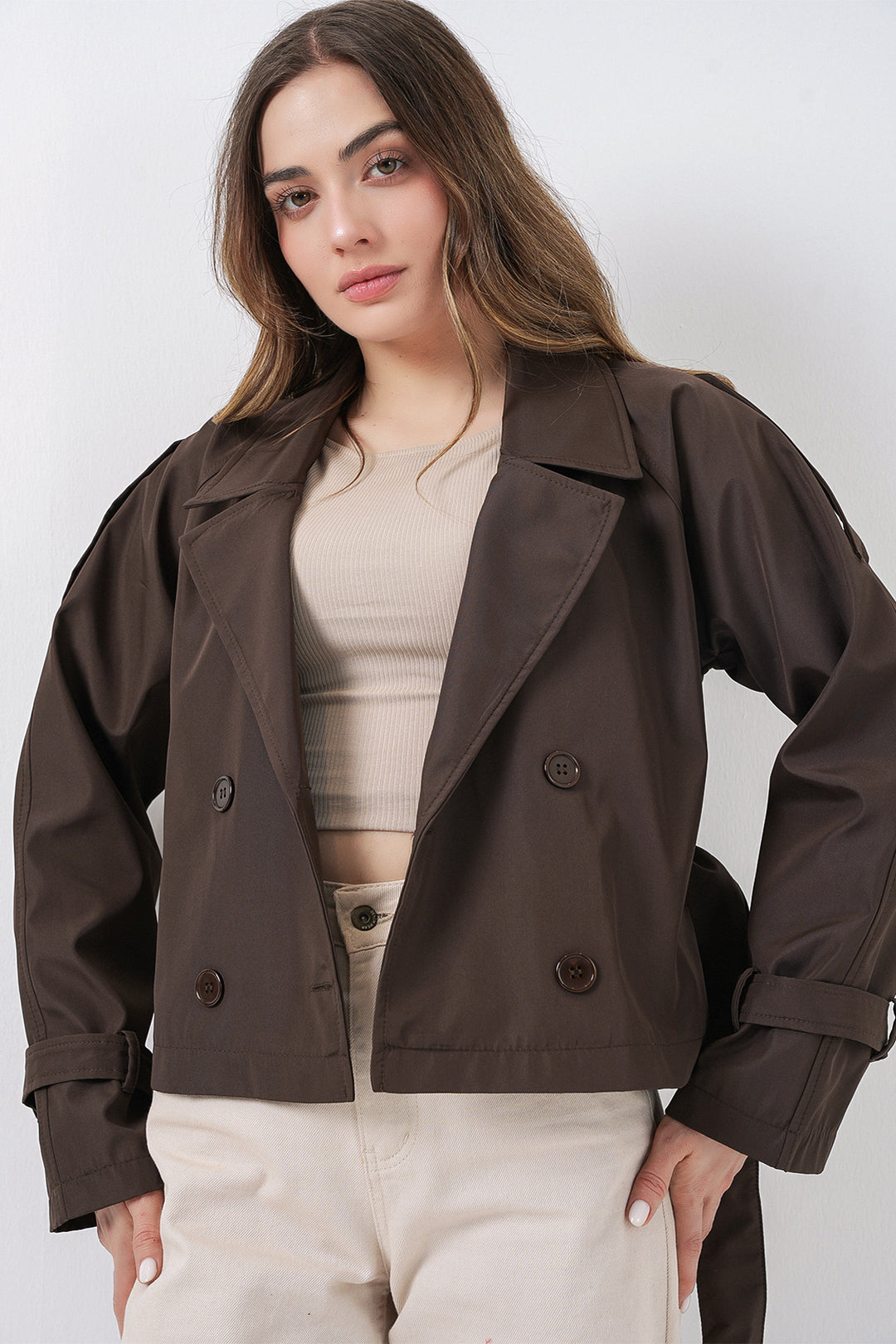Bigdart Trench Court Ceinturé Femme 5970 - Marron Foncé