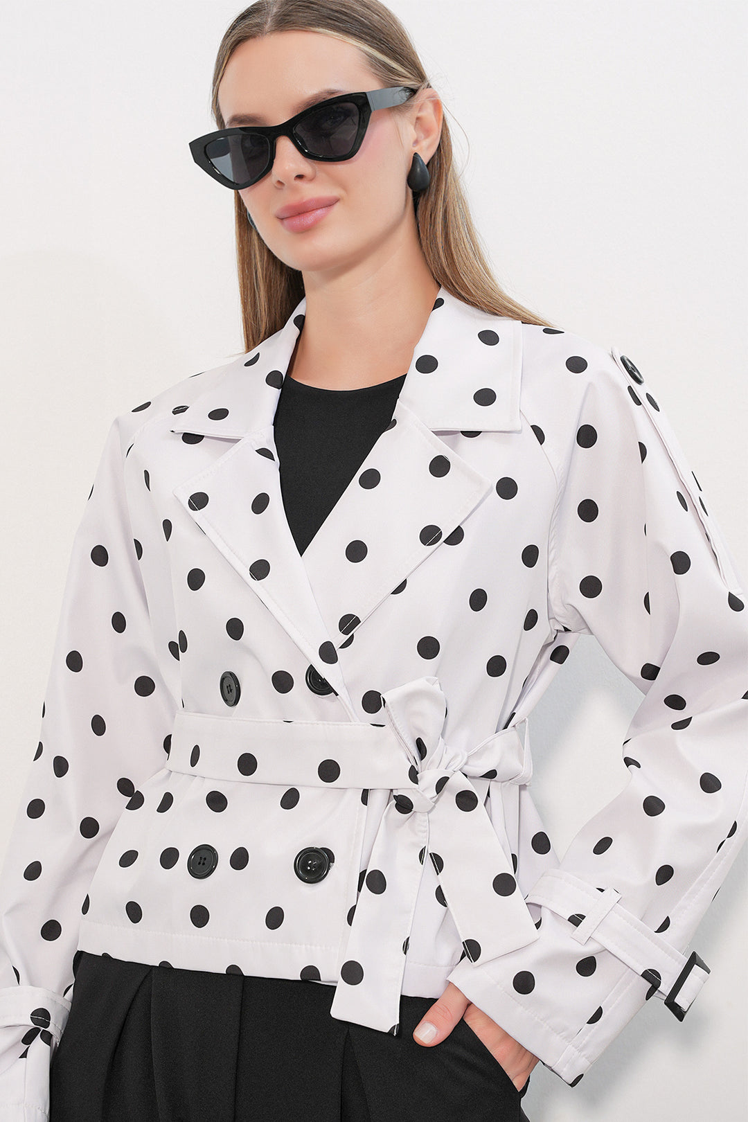 Bigdart Veste trench courte ceinturée pour femme 5970 - b.Blanc