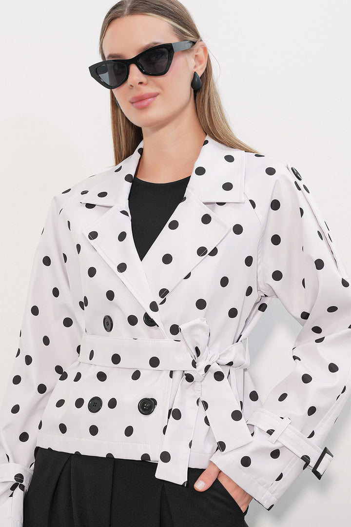 Bigdart Veste trench courte ceinturée pour femme 5970 - b.Blanc