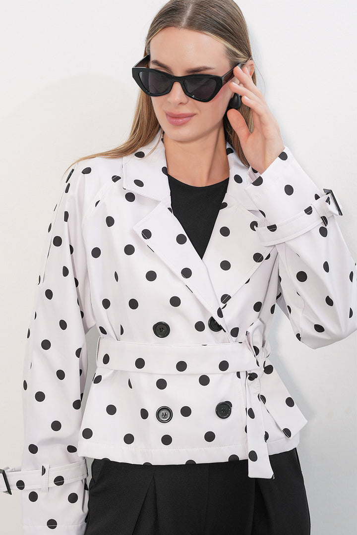 Bigdart Veste trench courte ceinturée pour femme 5970 - b.Blanc