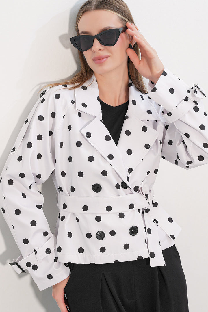Bigdart Veste trench courte ceinturée pour femme 5970 - b.Blanc