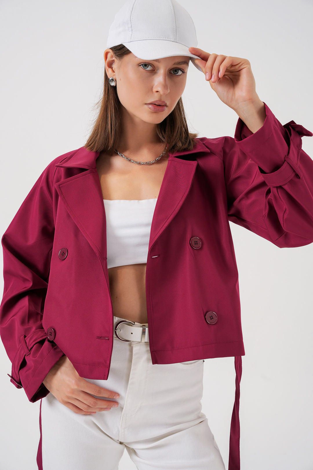 Bigdart Trench-coat court ceinturé pour femme 5970 - Bordeaux