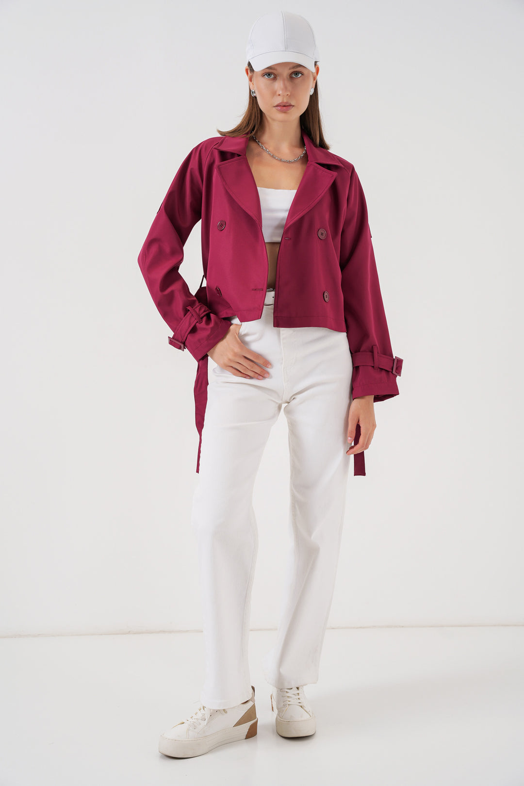 Bigdart Trench-coat court ceinturé pour femme 5970 - Bordeaux