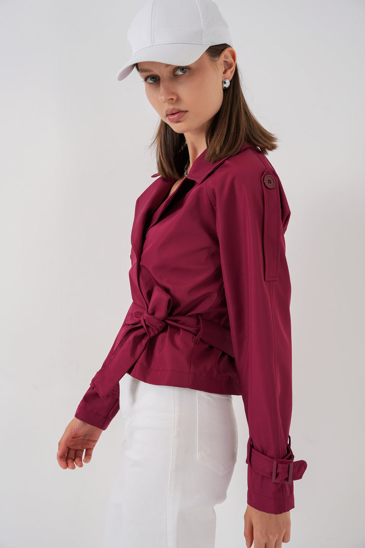 Bigdart Trench-coat court ceinturé pour femme 5970 - Bordeaux