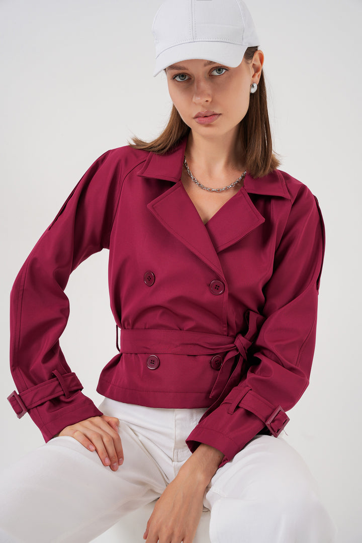 Bigdart Trench-coat court ceinturé pour femme 5970 - Bordeaux