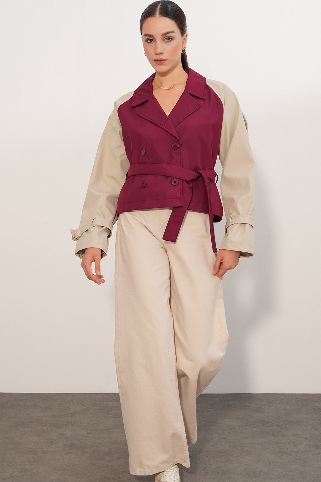 Bigdart Manteau trench court ceinturé femme 5970 - Bordeaux