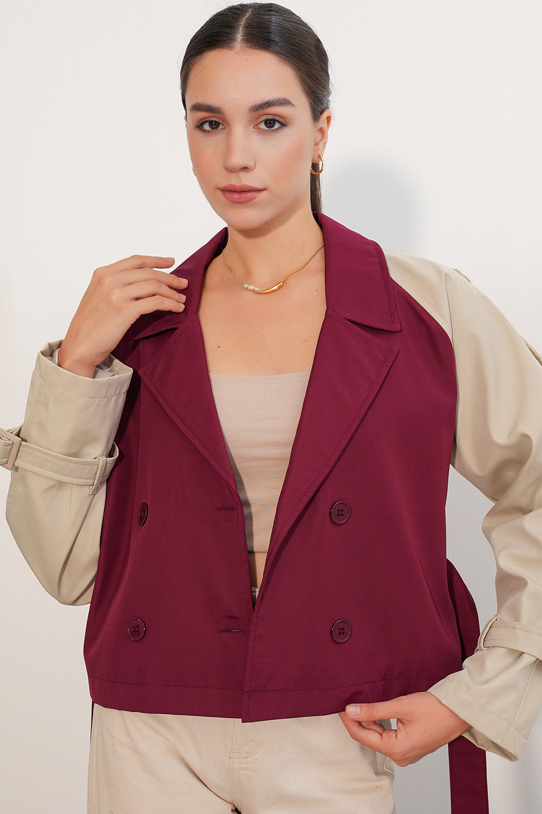 Bigdart Manteau trench court ceinturé femme 5970 - Bordeaux
