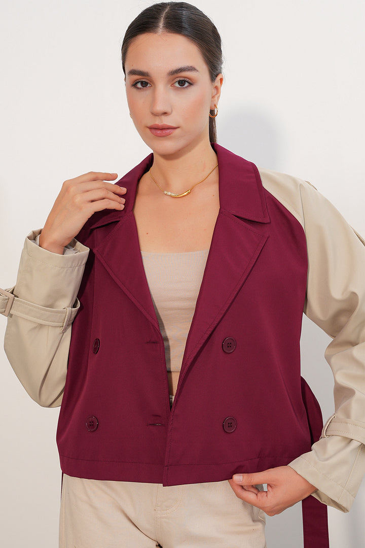 Bigdart Manteau trench court ceinturé femme 5970 - Bordeaux
