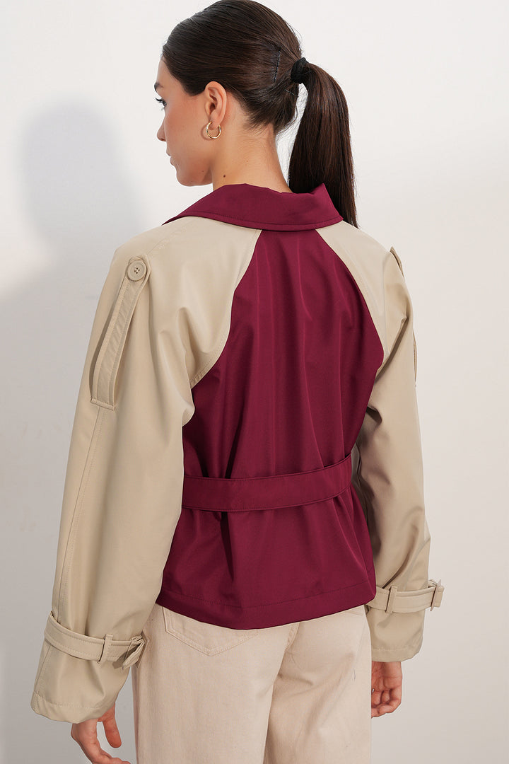 Bigdart Manteau trench court ceinturé femme 5970 - Bordeaux