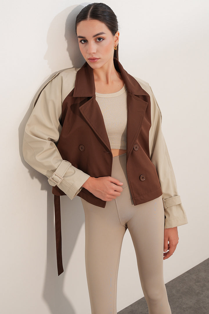 Bigdart Manteau trench court ceinturé femme 5970 - Marron