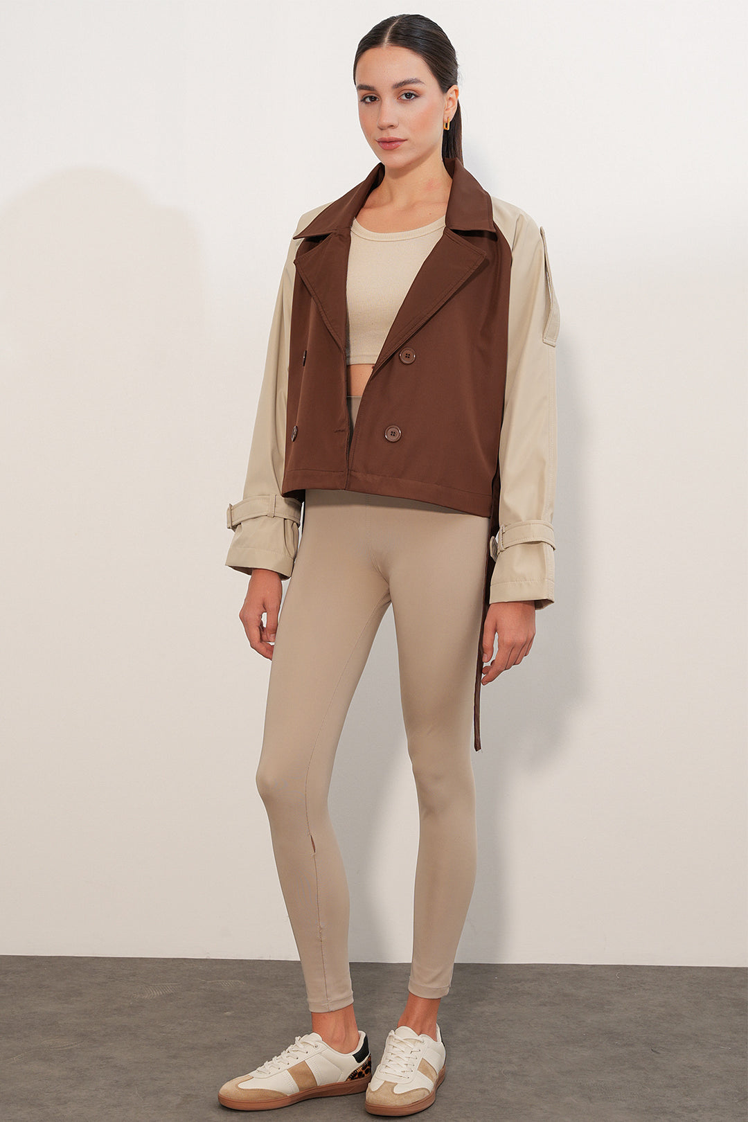 Bigdart Manteau trench court ceinturé femme 5970 - Marron