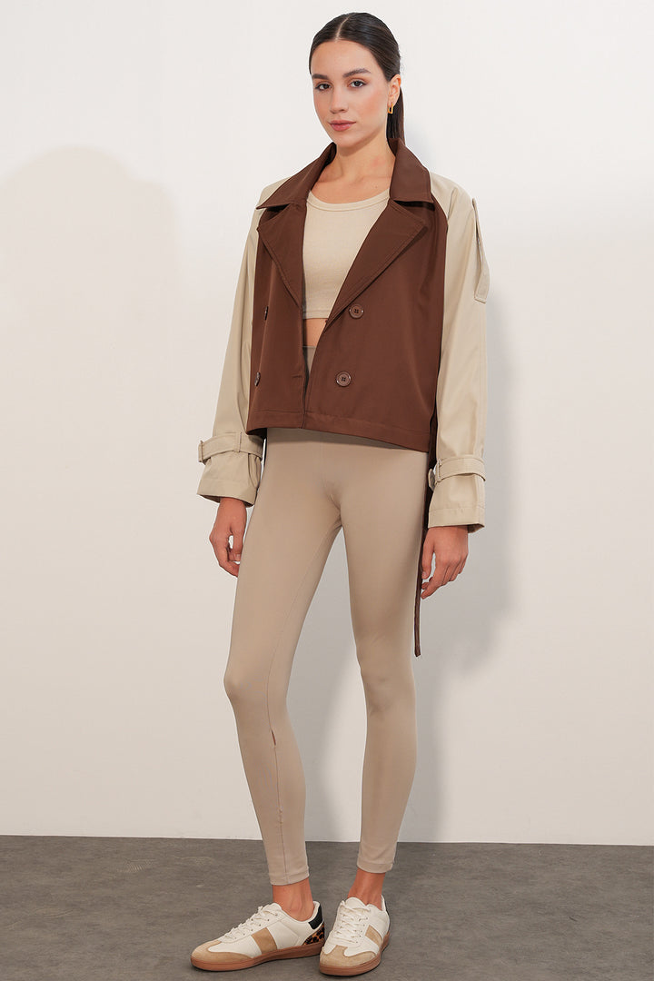 Bigdart Manteau trench court ceinturé femme 5970 - Marron