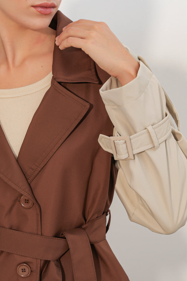 Bigdart Manteau trench court ceinturé femme 5970 - Marron