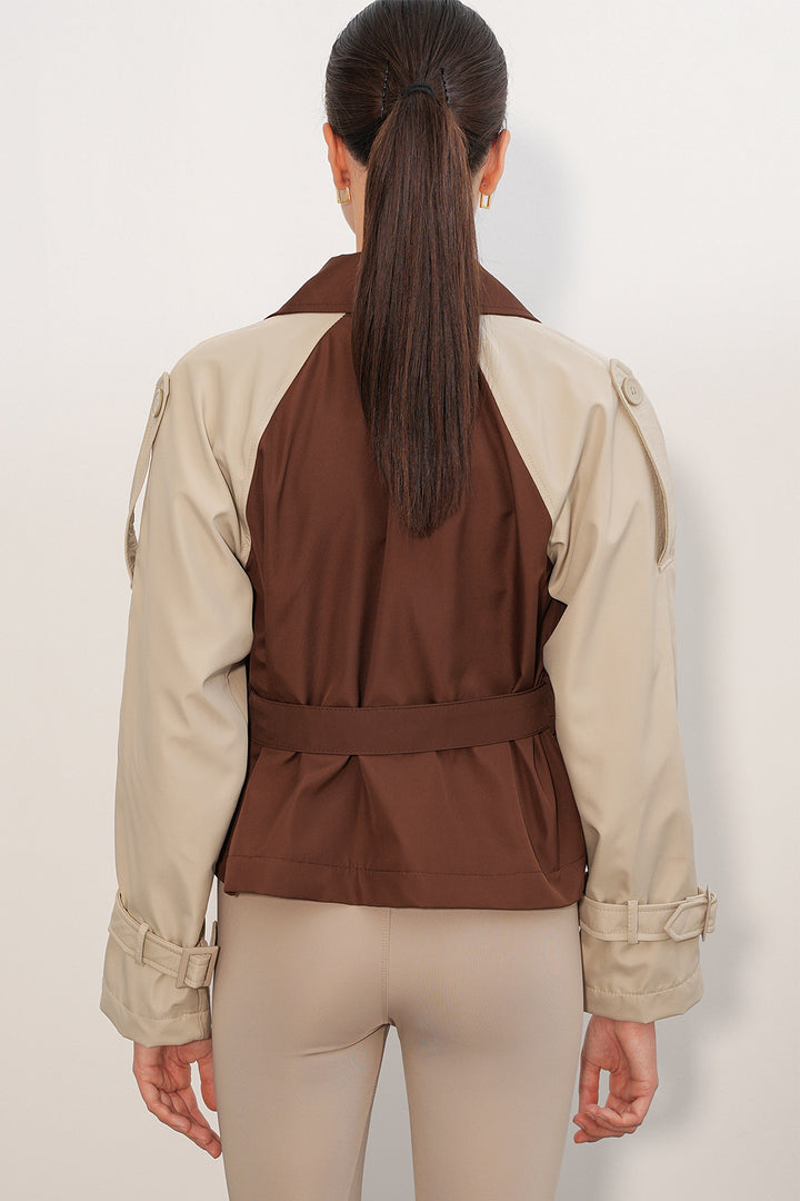 Bigdart Manteau trench court ceinturé femme 5970 - Marron