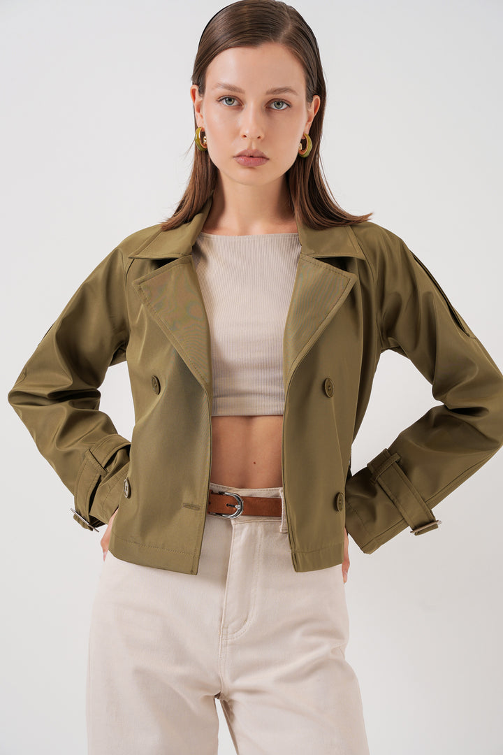 Bigdart Trench-coat court ceinturé pour femme 5970 - Kaki