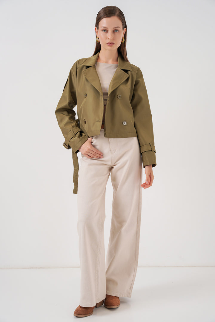 Bigdart Trench-coat court ceinturé pour femme 5970 - Kaki