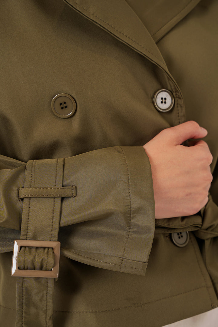 Bigdart Trench-coat court ceinturé pour femme 5970 - Kaki