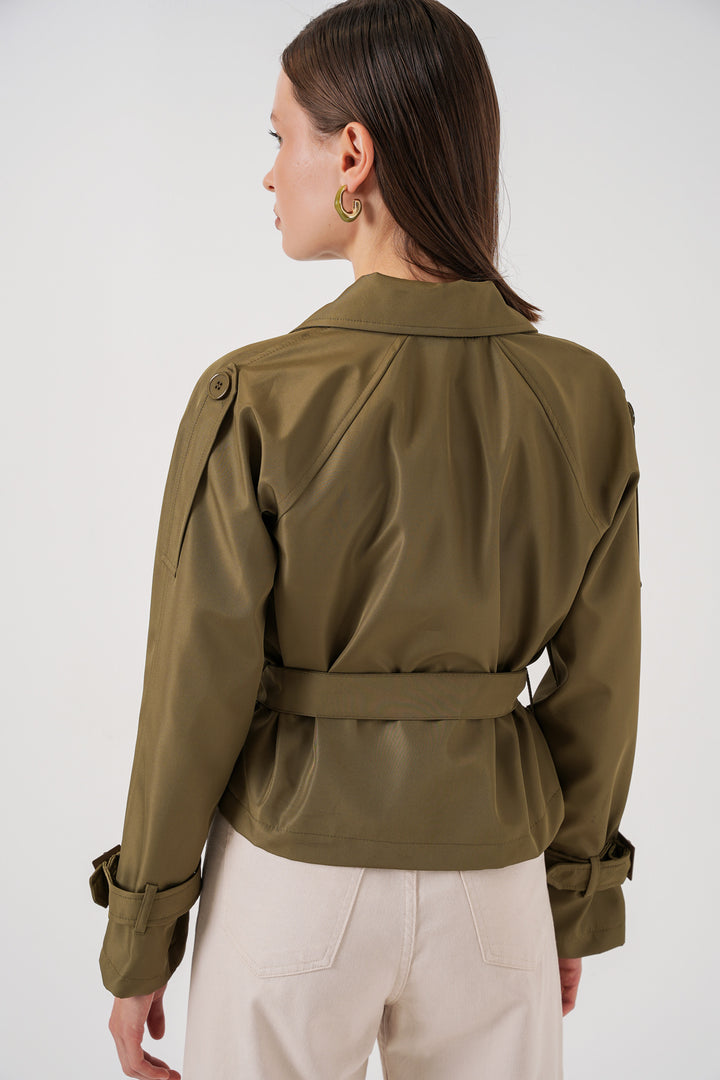 Bigdart Trench-coat court ceinturé pour femme 5970 - Kaki