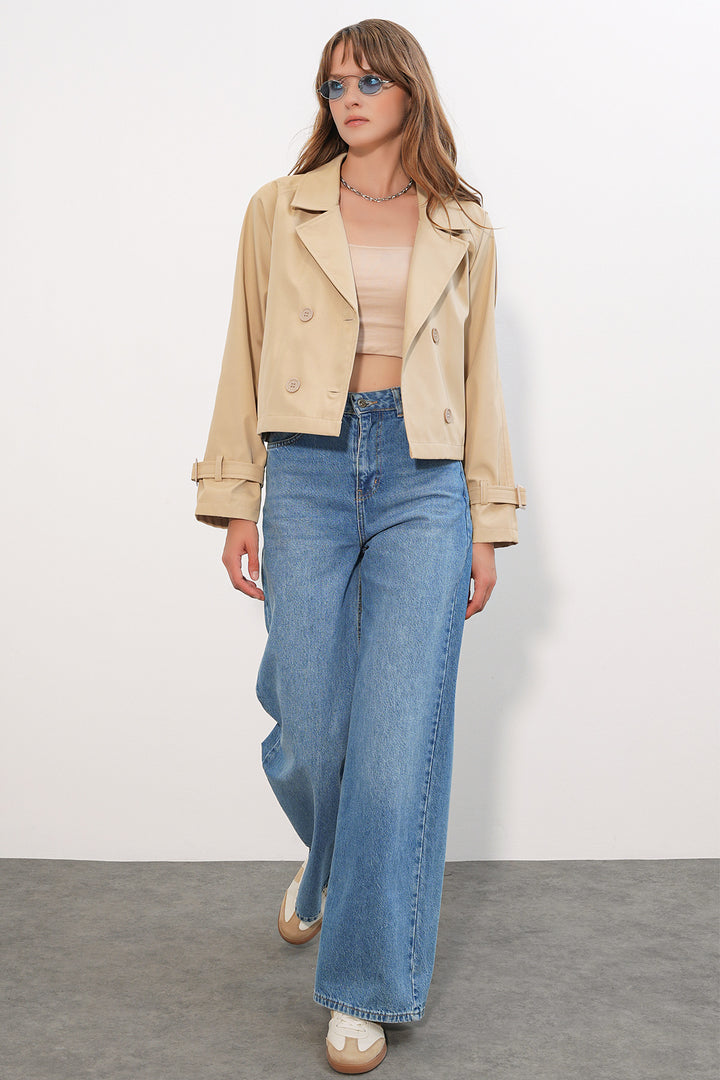 Bigdart Trench court ceinturé 5970 pour femme - Beige K.