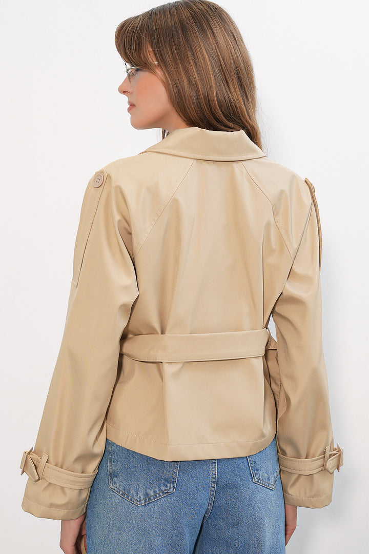 Bigdart Trench court ceinturé 5970 pour femme - Beige K.