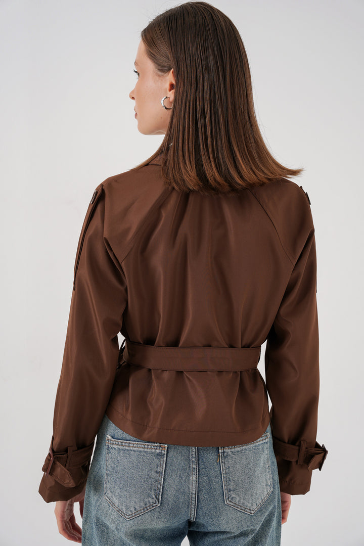 Bigdart Manteau court ceinturé femme 5970 - Marron