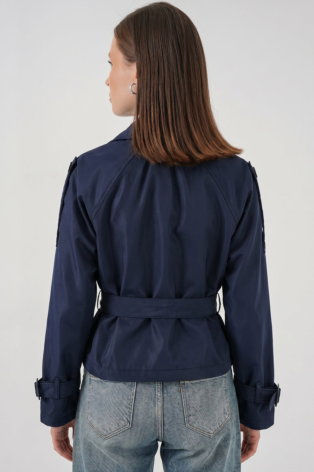 Bigdart Trench court ceinturé pour femme 5970 - Bleu marine
