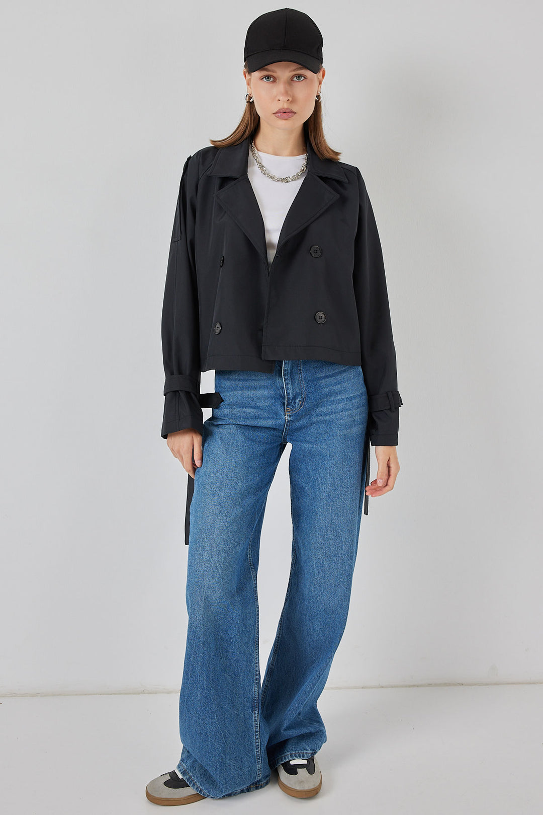Bigdart Trench court ceinturé pour femme 5970 - Noir