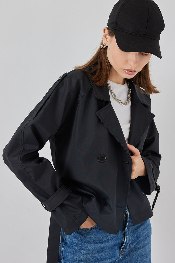 Bigdart Trench court ceinturé pour femme 5970 - Noir