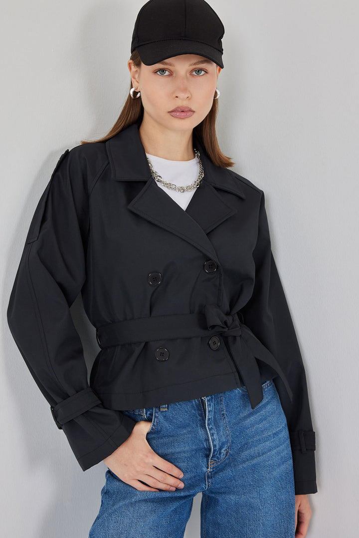 Bigdart Trench court ceinturé pour femme 5970 - Noir