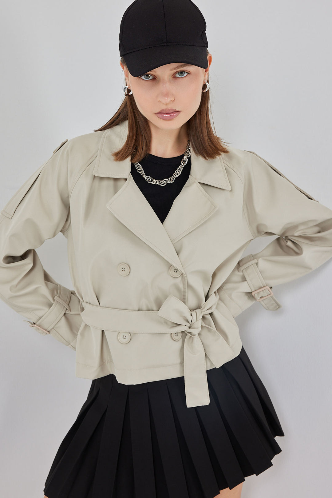 Bigdart Trench court ceinturé pour femme 5970 - Pierre