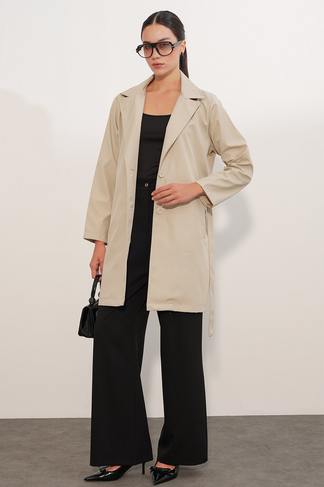 Bigdart Manteau trench court ceinturé femme 5990 - Beige