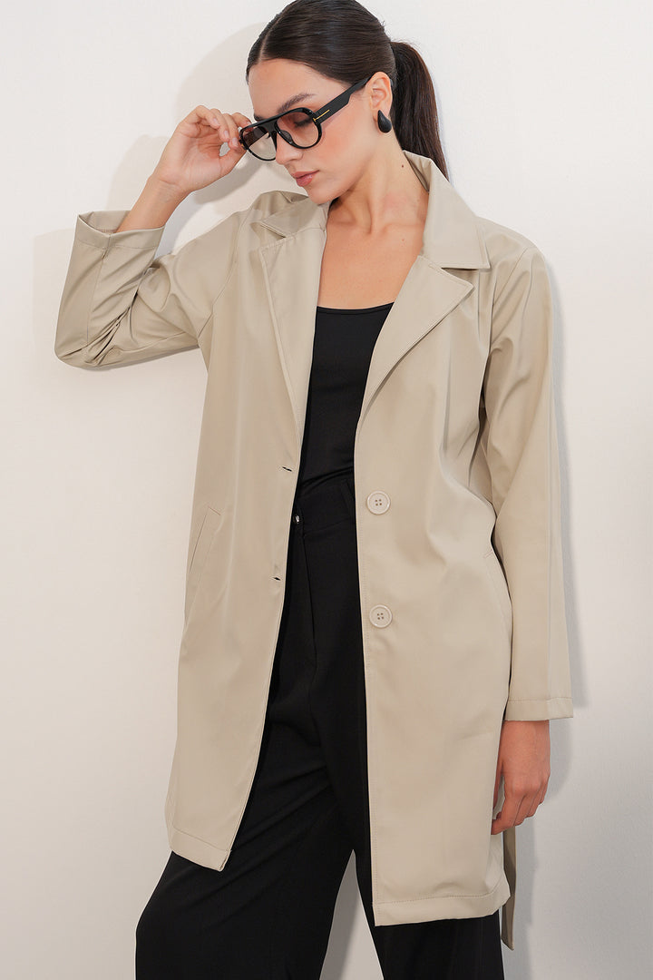Bigdart Manteau trench court ceinturé femme 5990 - Beige