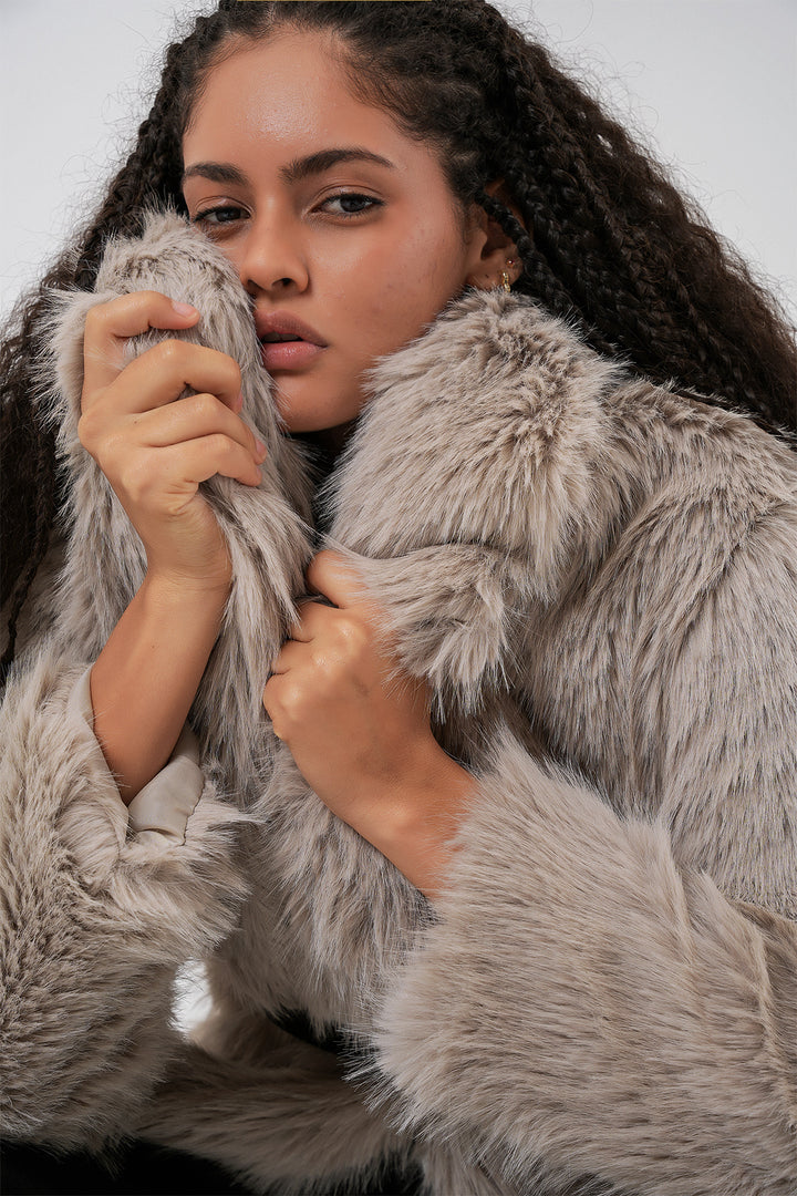 Bigdart Manteau long oversize en fausse fourrure ceinturé pour femme 9156 - Pierre