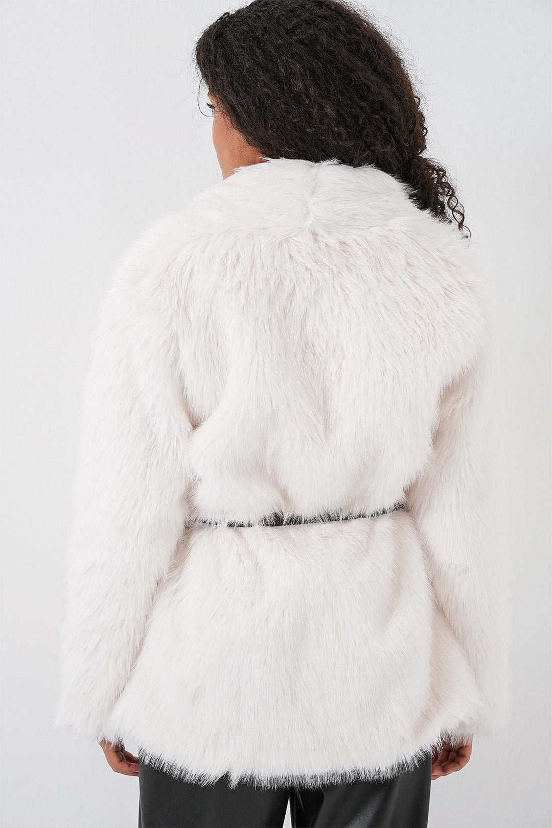 Bigdart Manteau oversize en fausse fourrure avec ceinture pour femme 9156 - Blanc