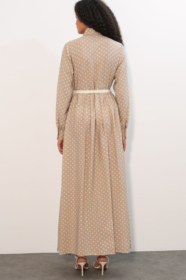 Bigdart Robe de hijab à pois avec ceinture 2613 - Beige