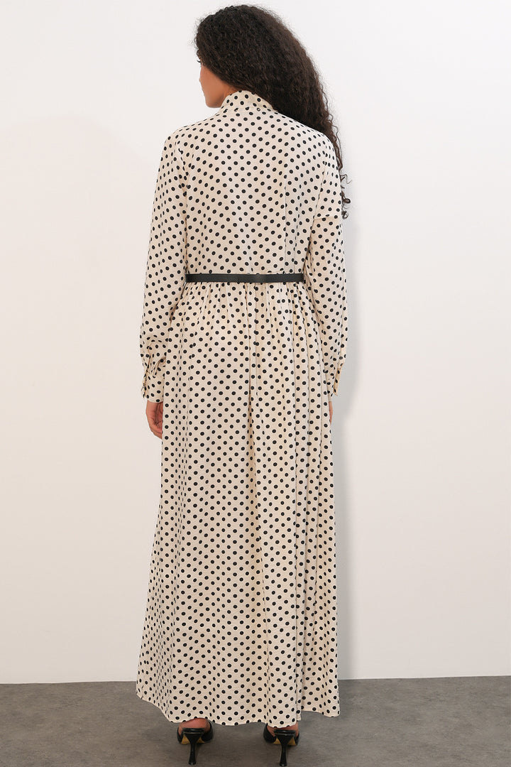 Bigdart Robe de hijab à pois avec ceinture 2613 - Écru