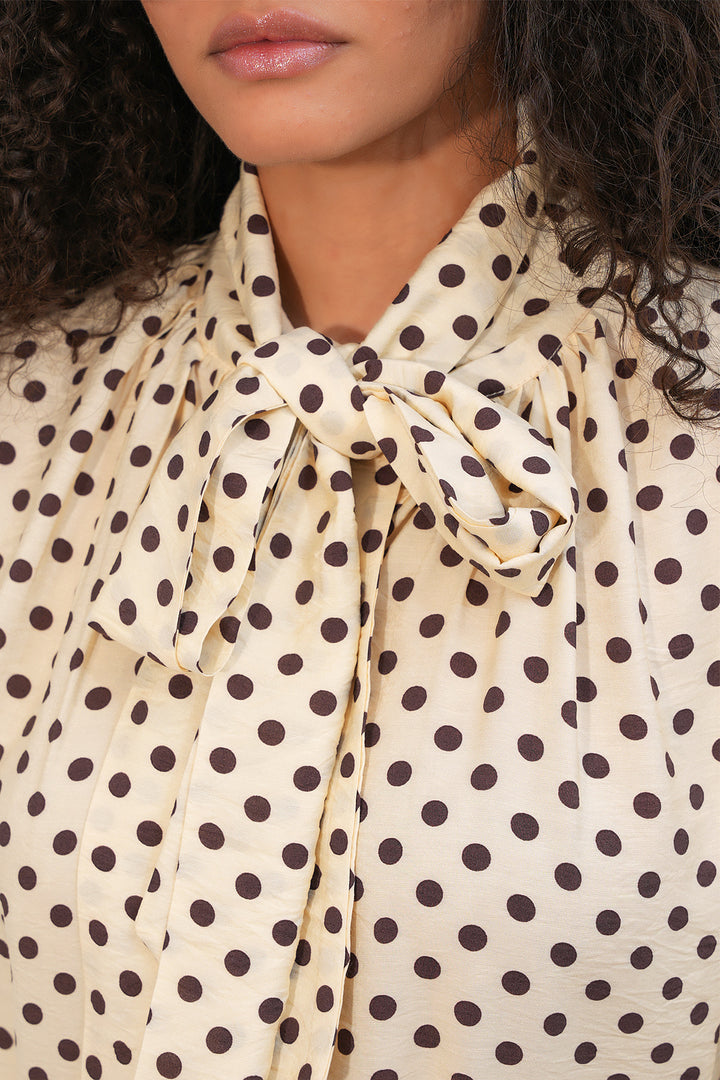 Bigdart Robe de hijab à pois avec ceinture 2613 - Crème