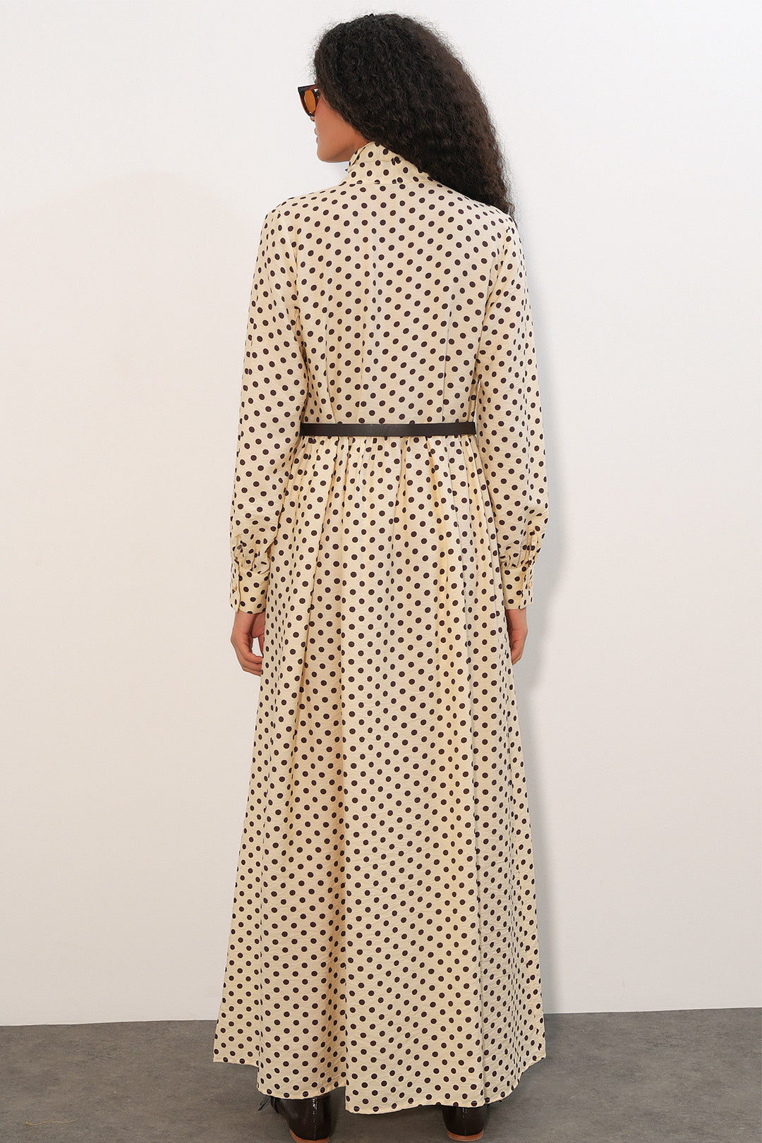 Bigdart Robe de hijab à pois avec ceinture 2613 - Crème