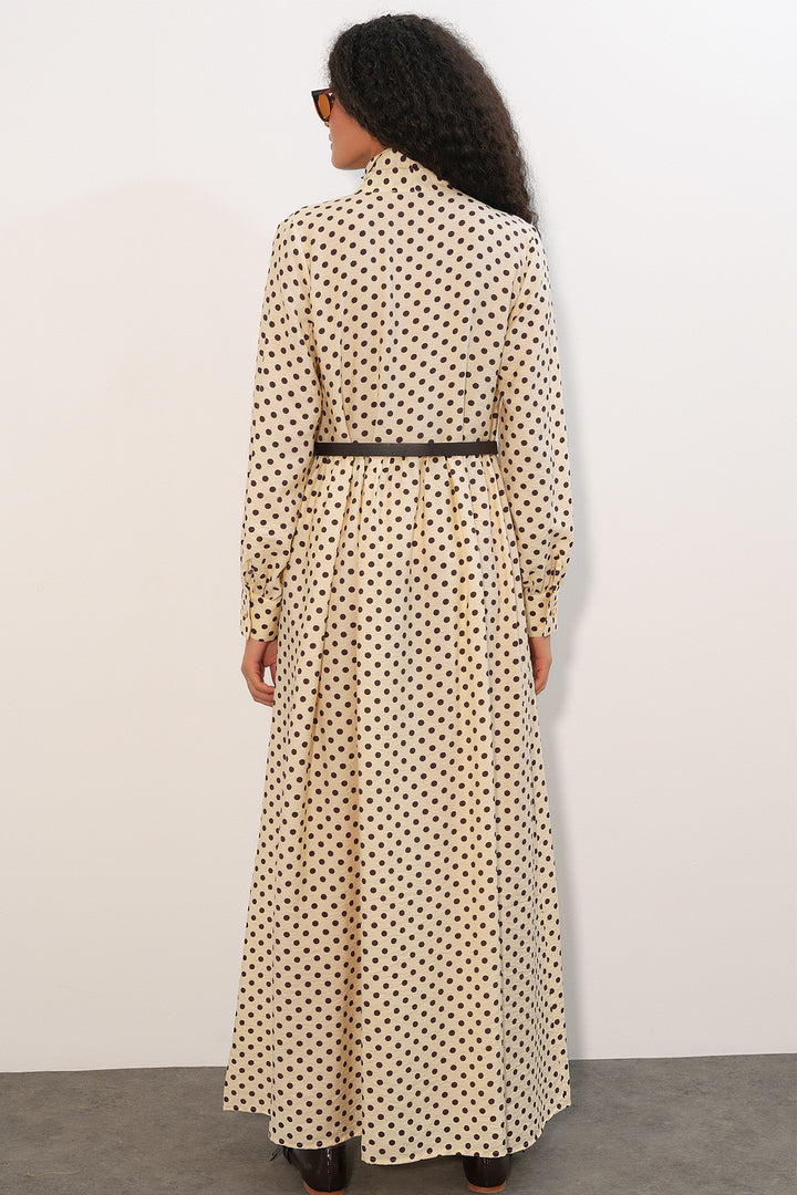 Bigdart Robe de hijab à pois avec ceinture 2613 - Crème