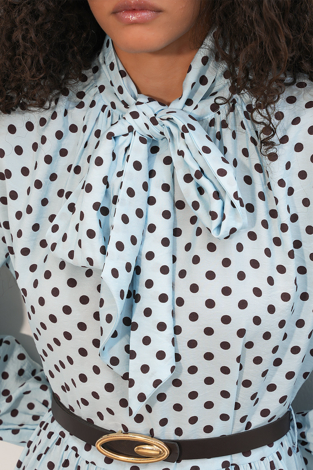 Bigdart Robe de hijab à pois avec ceinture 2613 - Bleu