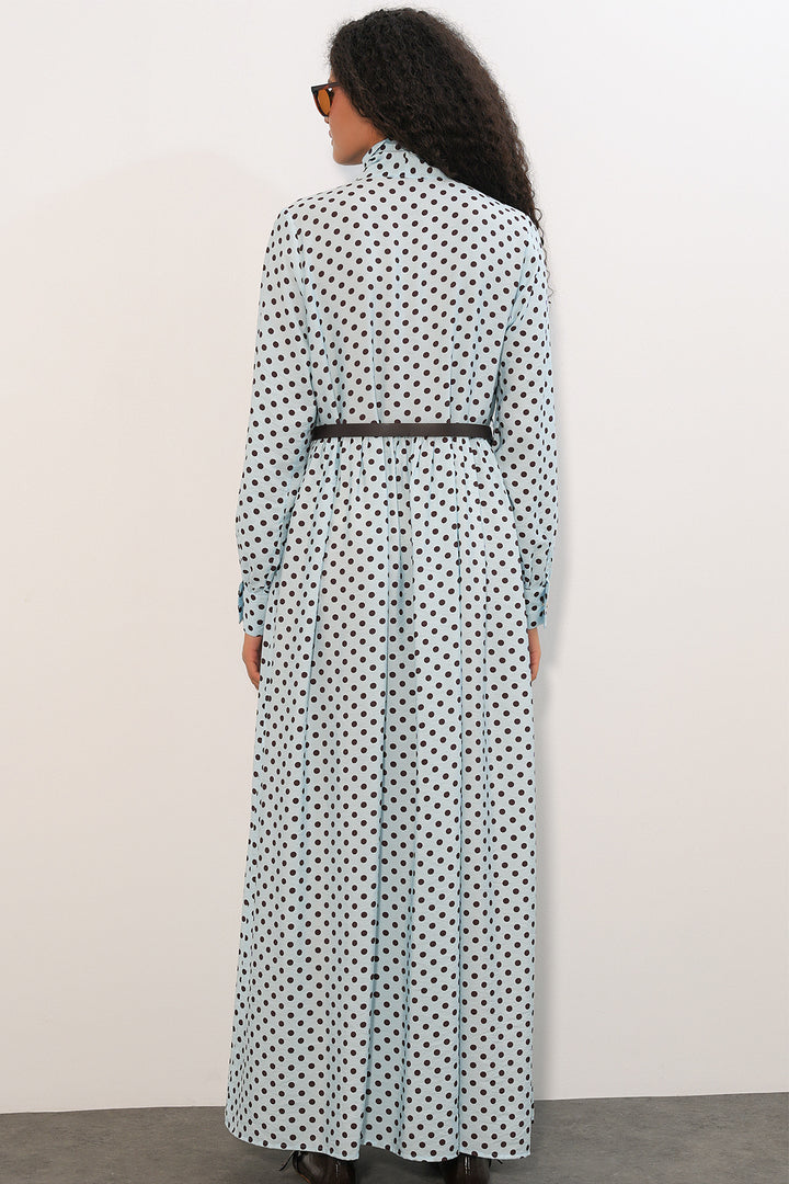 Bigdart Robe de hijab à pois avec ceinture 2613 - Bleu
