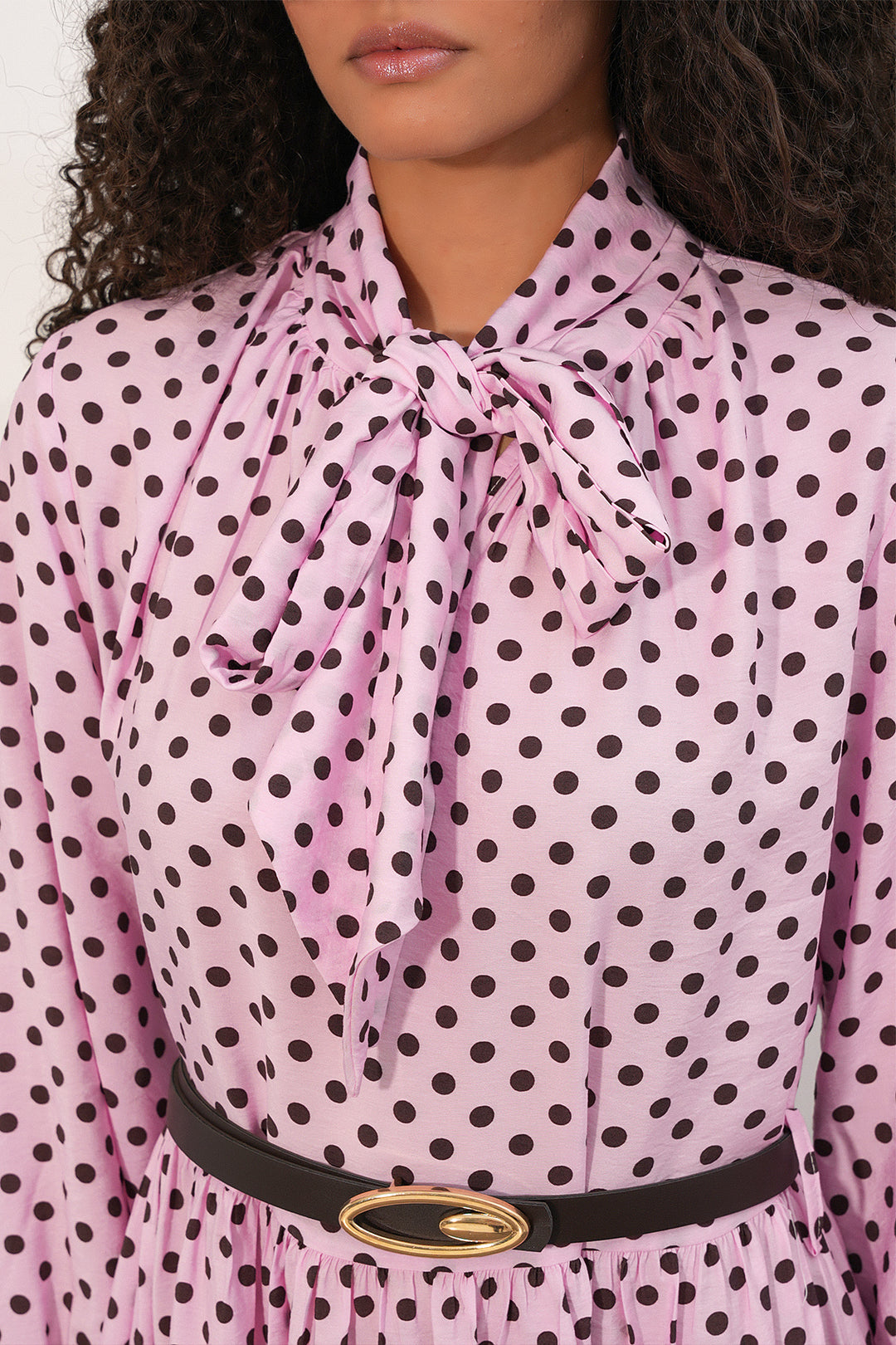 Bigdart Robe de hijab à pois avec ceinture pour femme 2613 - Rose