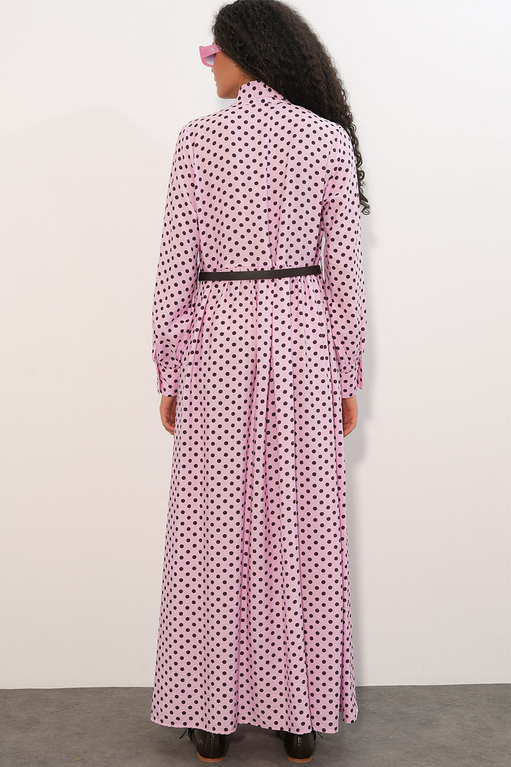 Bigdart Robe de hijab à pois avec ceinture pour femme 2613 - Rose