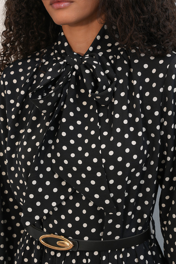 Bigdart Robe de hijab à pois avec ceinture 2613 - Noir