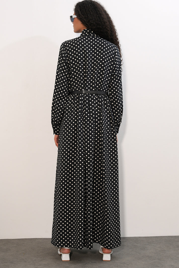Bigdart Robe de hijab à pois avec ceinture 2613 - Noir