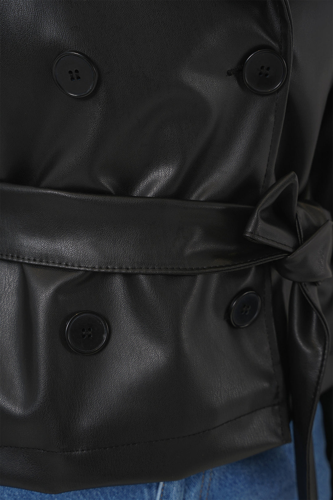 Bigdart Veste en simili cuir ceinturée pour femme 1046 - Noir