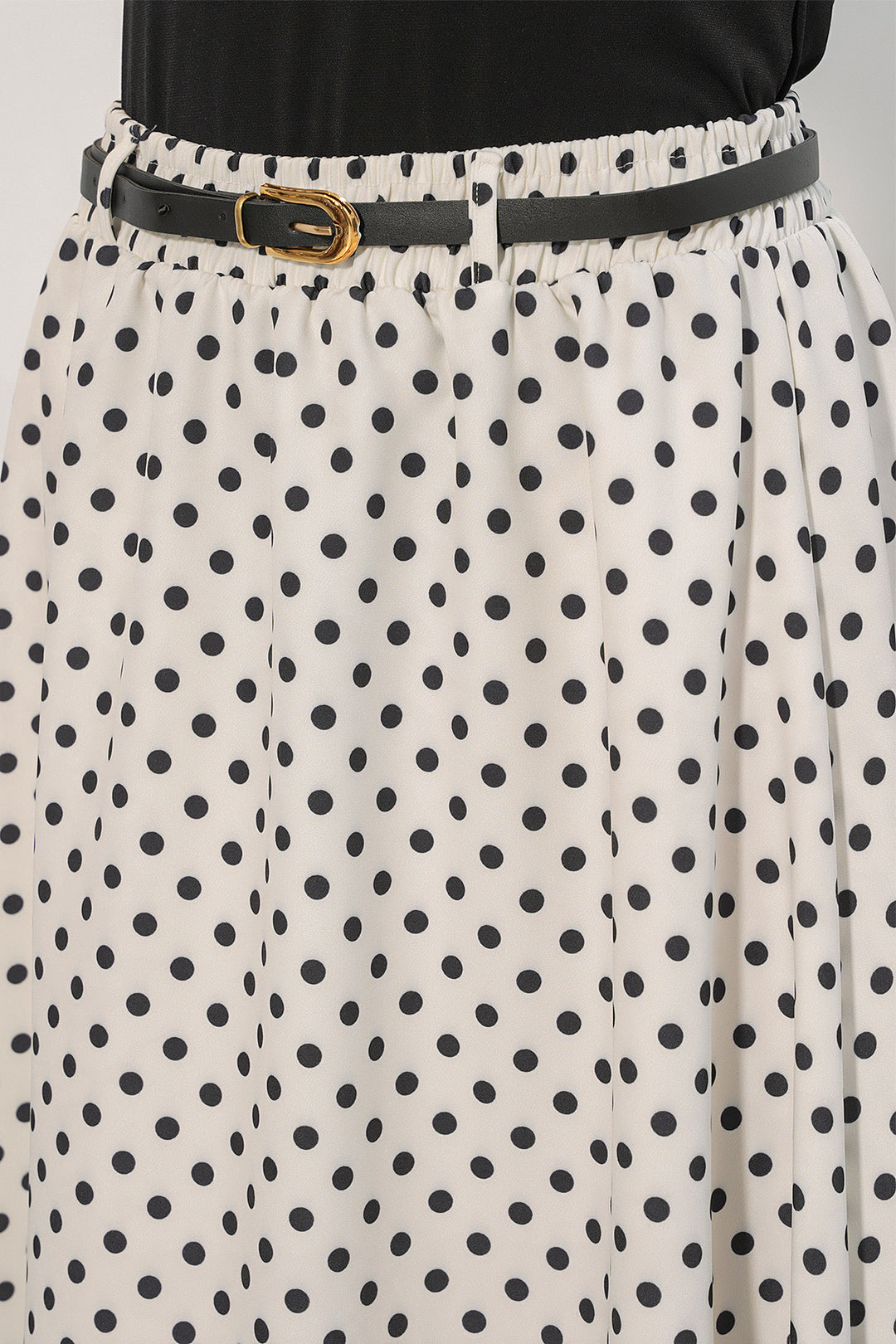Bigdart Jupe longue à pois avec ceinture pour femme 8078 - Blanc
