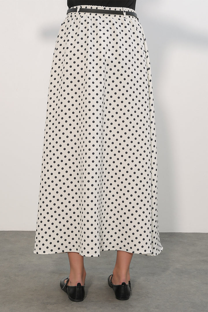 Bigdart Jupe longue à pois avec ceinture pour femme 8078 - Blanc