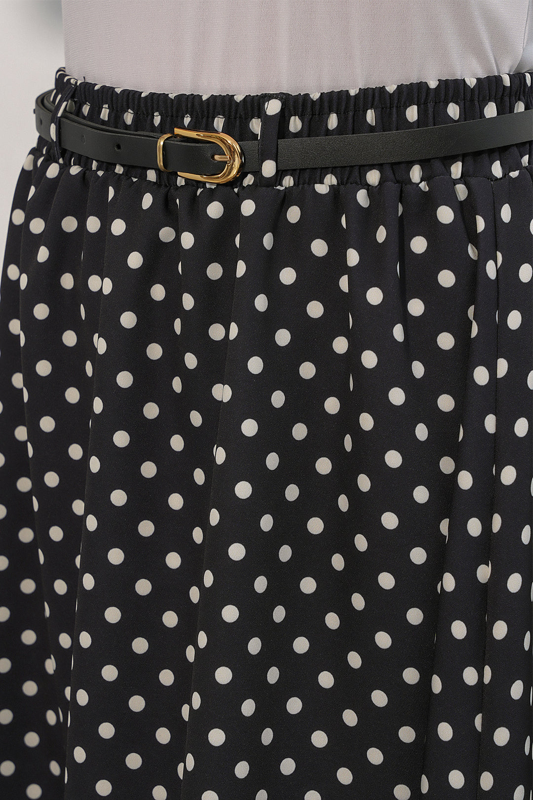 Bigdart Jupe longue à pois avec ceinture pour femme 8078 - Noir